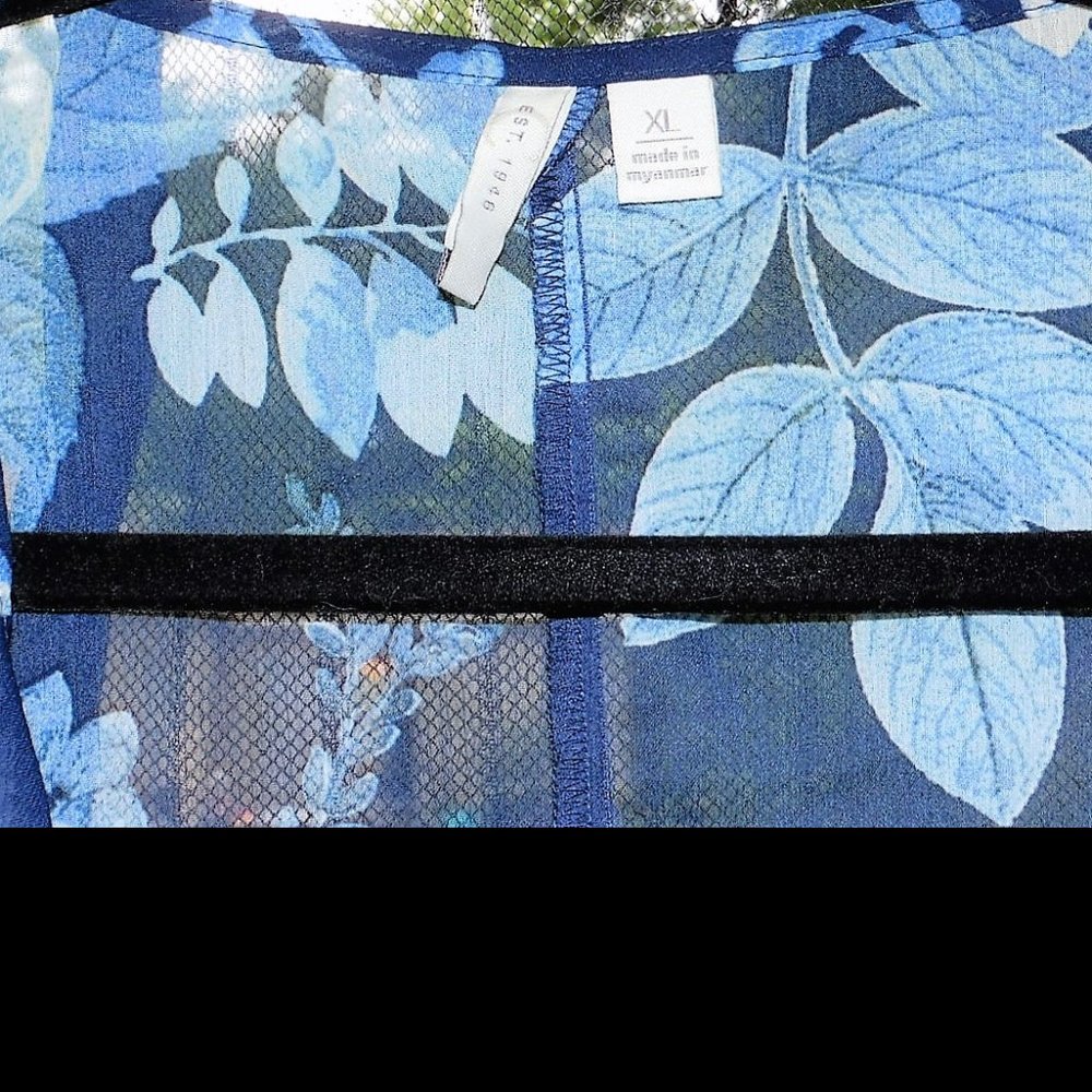 Cato Blue Floral Sheer Kimono XL (16W-20W) - Picture 2 of 5